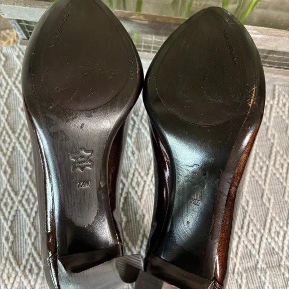 Via Spiga Oxford 3 1/2” heels Cooper/Brown Patent Leather. Women’s Size 7 1/2 - Picture 10 of 11
